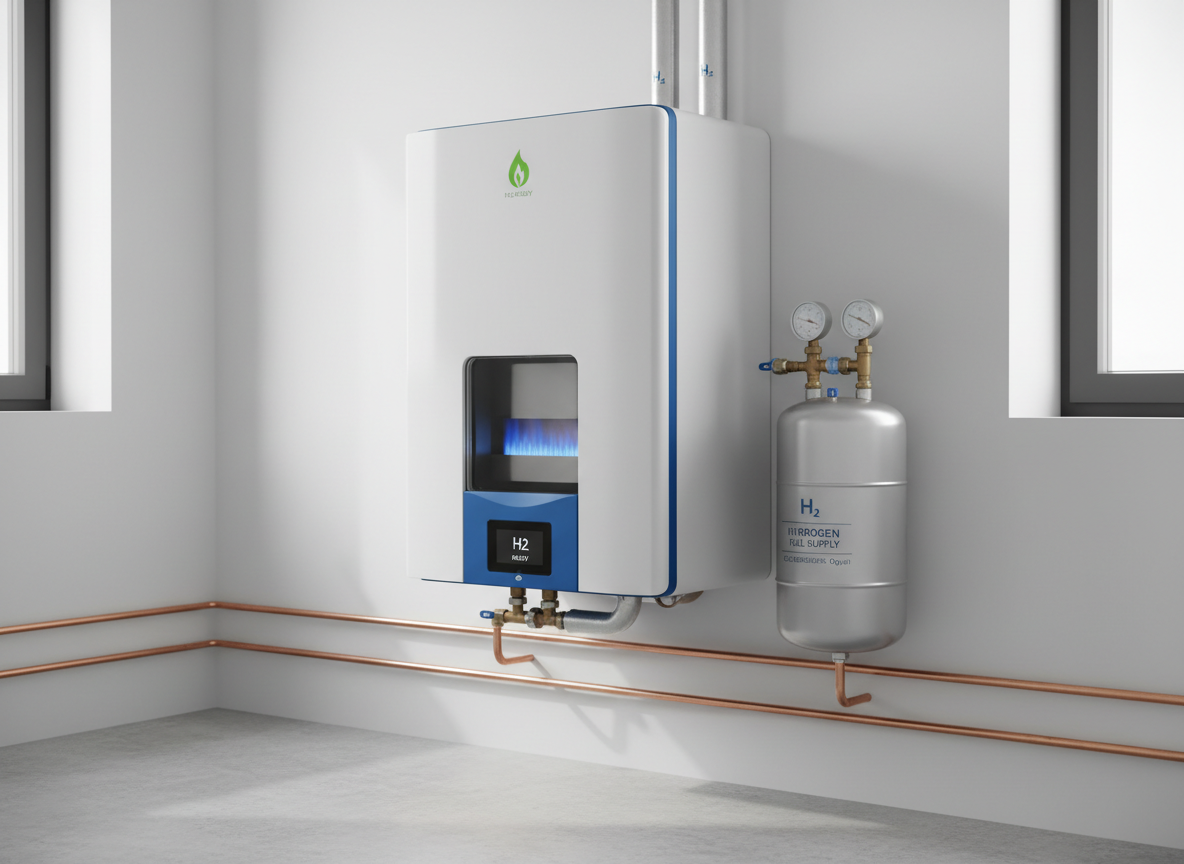 Moderne Gasbrennwerttherme als wasserstofffähige Heizung